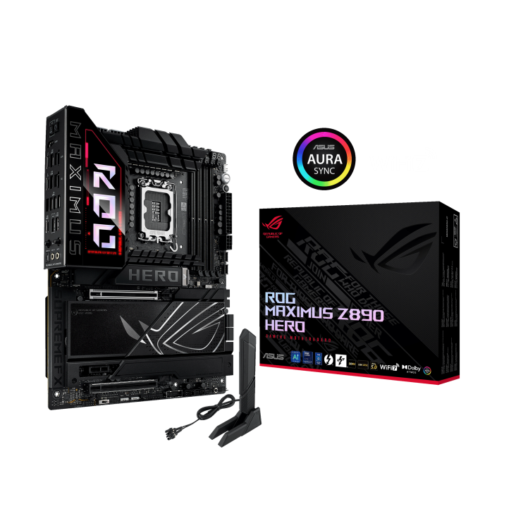 ASUS ROG MAXIMUS Z890 HERO ATX Motherboard, LGA1851, 4 x DIMM slots, max. 192GB DDR5 up to 9200+MT/s, 6 x M.2 slots, Wi-Fi 7 | 90MB1ID0-M0EAY0