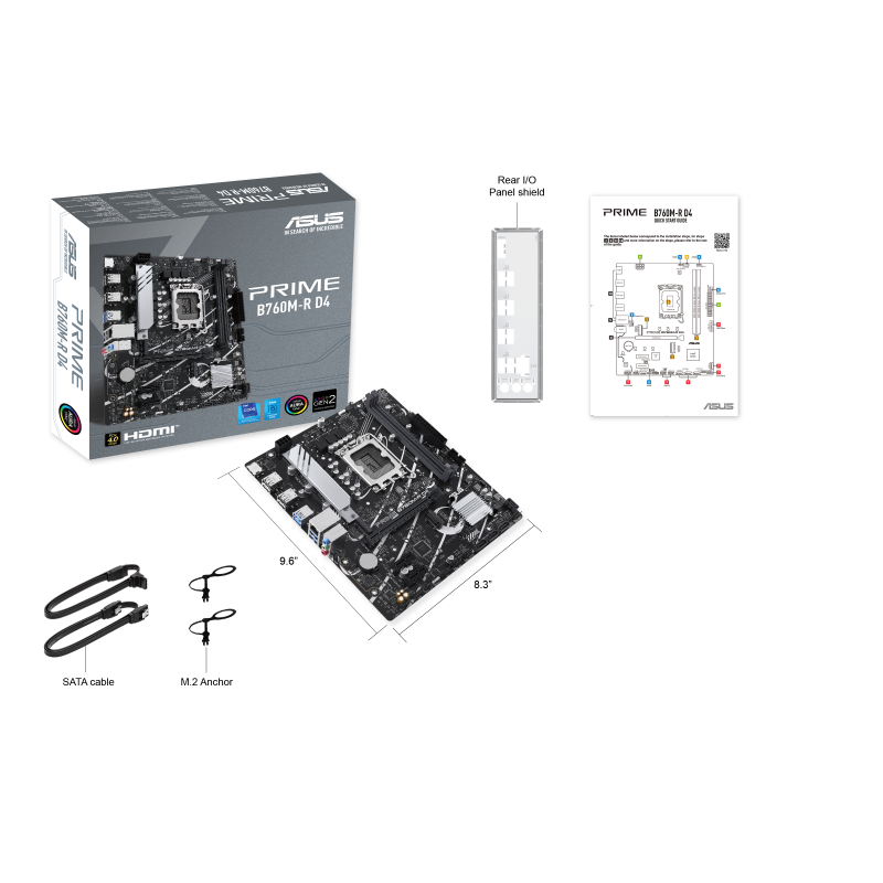 ASUS PRIME B760M-R D4 Intel B760 LGA 1700 micro-ATX motherboard | 90MB1HA0-M0EAY0