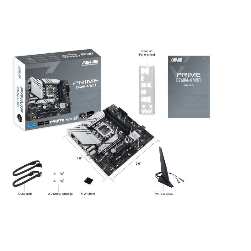 ASUS PRIME B760M-A WIFI, B760 (LGA 1700) mATX Mortheboard with PCIe 4.0, DDR5, two M.2 slots | 90MB1EL0-M1EAY0