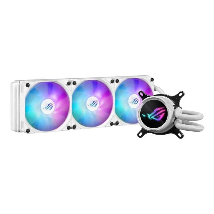 ASUS ROG Strix LC III 360 ARGB White Liquid CPU Cooler – 7th Gen Asetek Pump, 360mm Radiator, ARGB Fans, Sleeved Tubes | 90RC00T2-M0UAY0