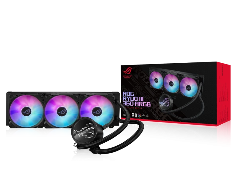 ASUS ROG STRIX LC III 360 ARGB LCD AIO Cooler – 360 mm Radiator, 3.5″ Display, 7th Gen Asetek Pump, ARGB Fans, Intel/AMD | 90RC00W1‑M0UAY0