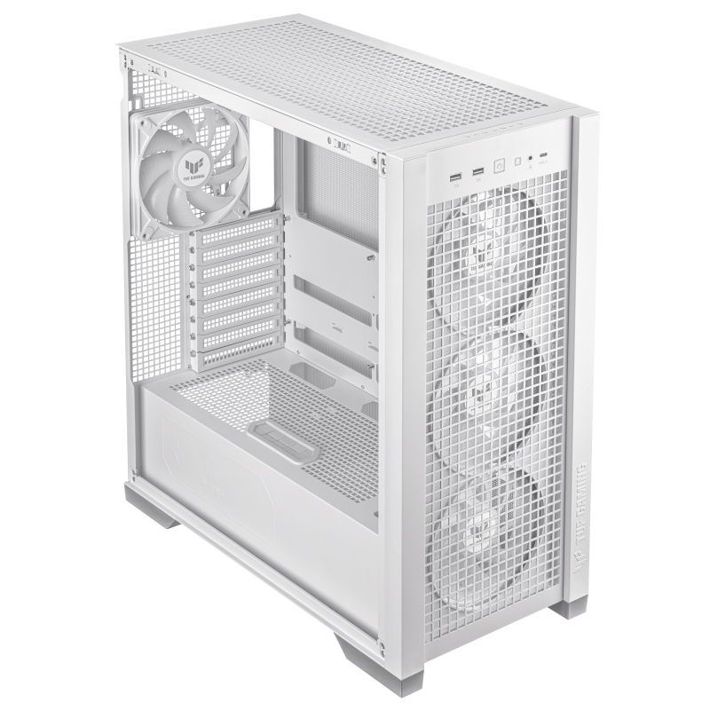 ASUS TUF Gaming GT302 ARGB EATX Mid Tower Case, 4x 140 mm PWM ARGB Pre-installed Fans - White | 90DC00I3-B19000