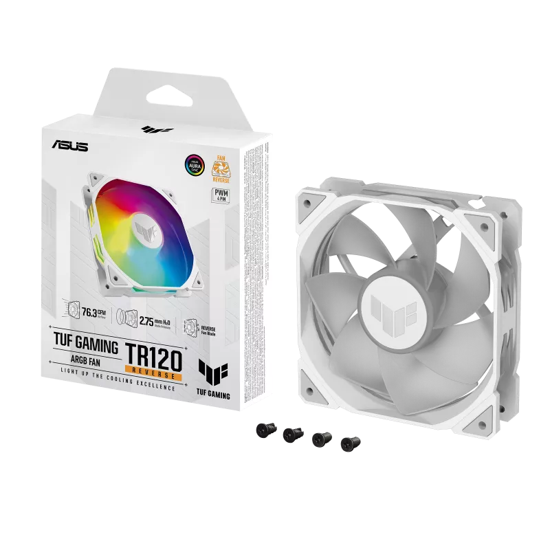 ASUS TUF Gaming TR120 ARGB Reverse blade Chassis Fan, 28mm fan frame, PWM control, Aura Sync,2000 rpm | 90DA00D3-B09000