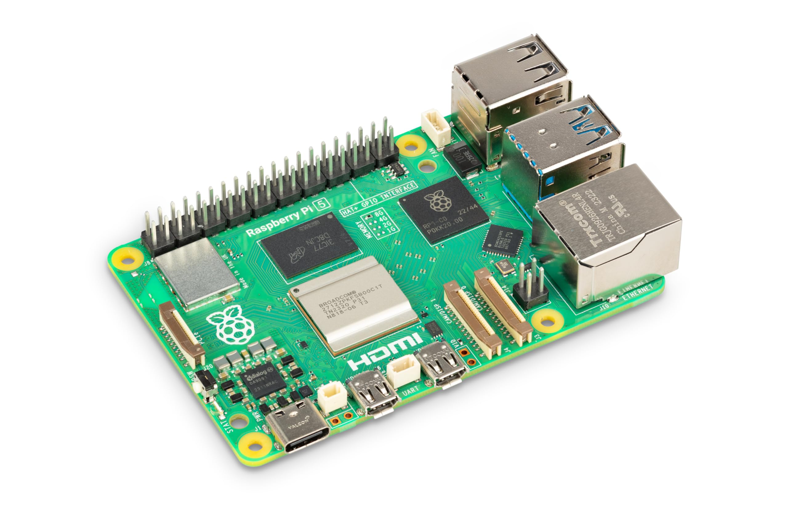 Raspberry Pi 5 (8GB), Broadcom BCM2712 2.4GHz quad-core 64-bit Arm Cortex-A76 CPU , RP1 I/O controller,