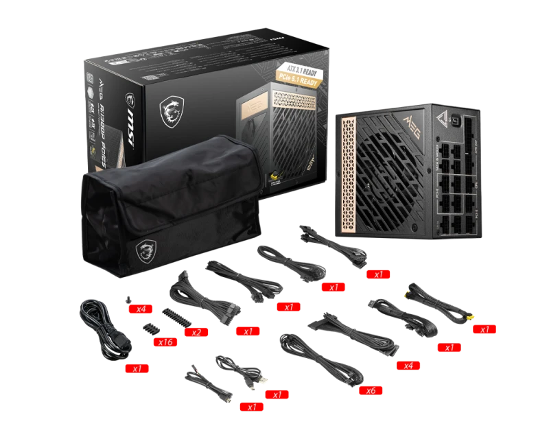 MSI MEG Ai 1300P PCIE5 80 PLUS Platinum full modular 1300W Power Supply