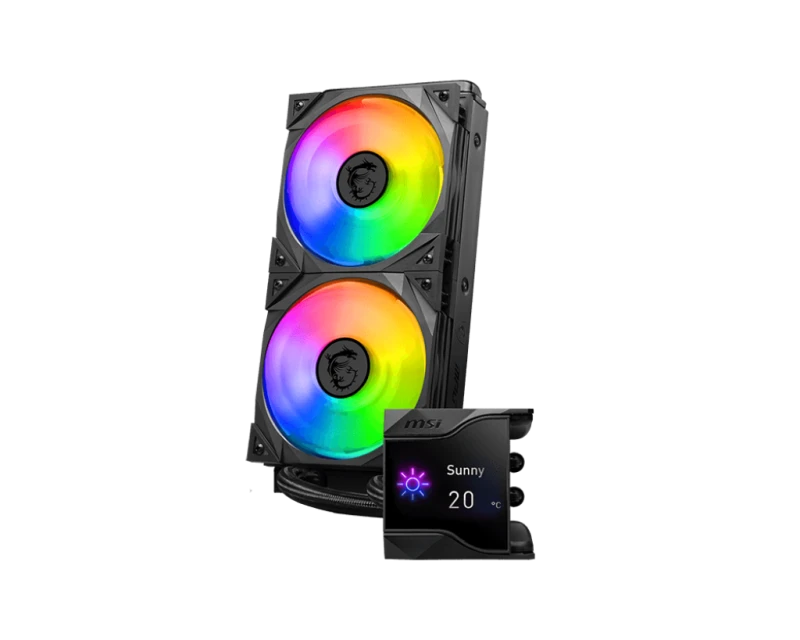 MSI MPG CORELIQUID D240 AIO Liquid Cooler, 240mm Radiator, Dual MSI Torx ARGB PWM Fans, High-Performance Cooling, RGB Lighting, 936-6A1611-005/ 936-6A1611-005