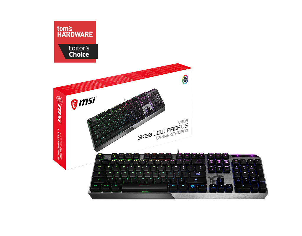 MSI VIGOR GK50 LOW PROFILE MECHANICAL Gaming Keyboard, Kailh Low Profile Switches - EN | S11-04AR213-GA7