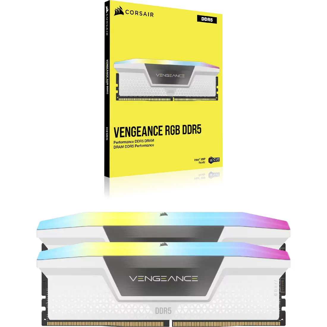 CORSAIR  VENGEANCE RGB 64GB (2x32GB) DDR5 DRAM 6400MT/s CL32 Memory Kit — Black |  CMH64GX5M2B6400C32W