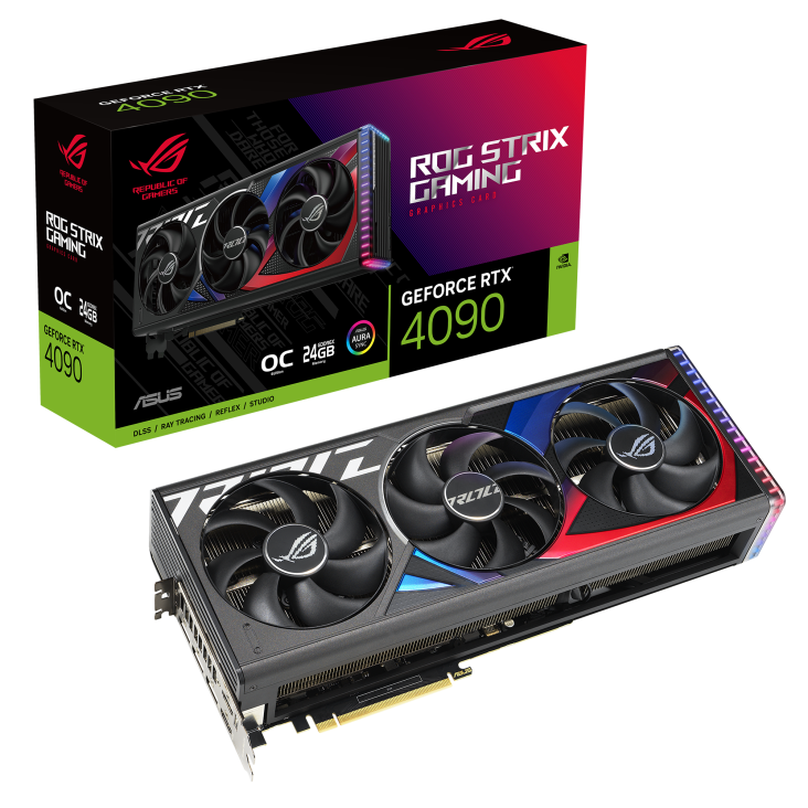 ASUS ROG Strix GeForce RTX 4090 OC Edition 24GB GDDR6X OC mode: Boost clock 2640 MHz (OC mode)/ 2610 MHz (Gaming mode) | 90YV0ID0-M0NA00