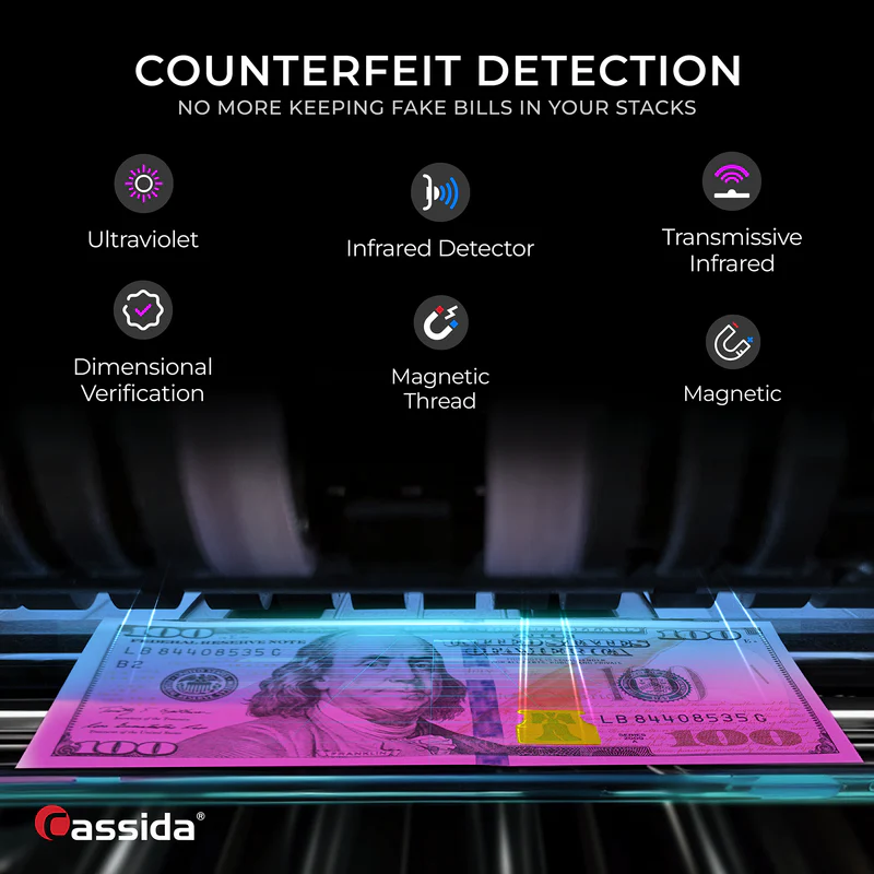 Cassida 6600 UV Business-Grade Bill Counter With Valucount, 1400 bills per minute