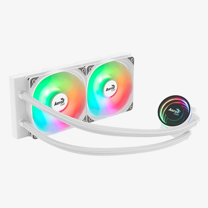 Aerocool Oasis L240 240mm ARGB Liquid Cooler , 2700RPM Pump Speed	- White