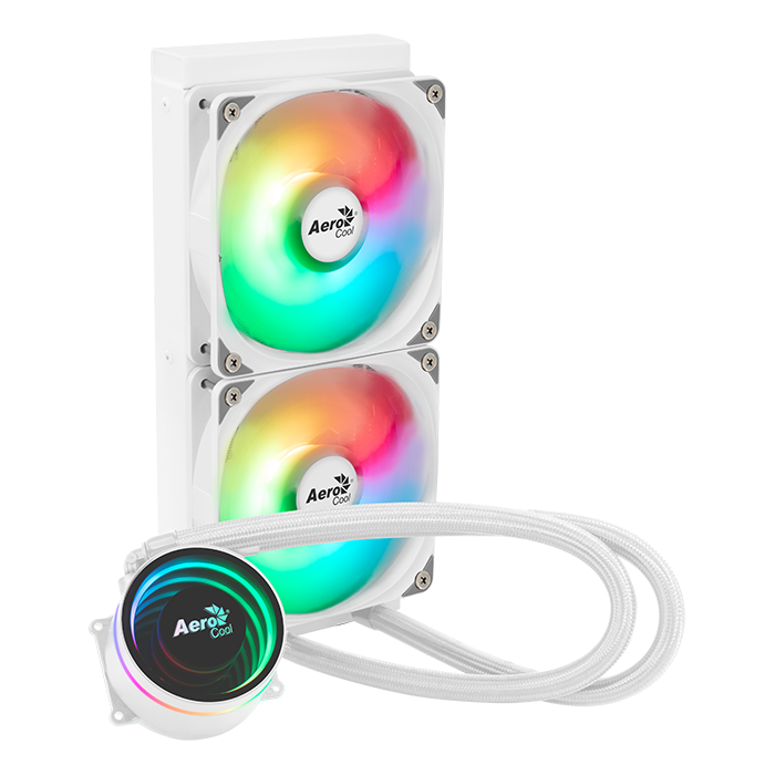 Aerocool Oasis L240 240mm ARGB Liquid Cooler , 2700RPM Pump Speed	- White