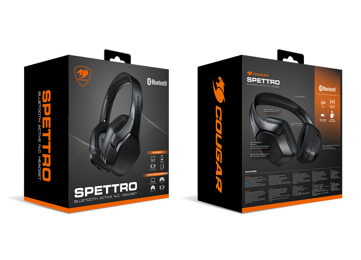 COUGAR Spettro Bluetooth/Wireless and 3.5mm wired mode Gaming Headset, with the Active Noise Cancellation