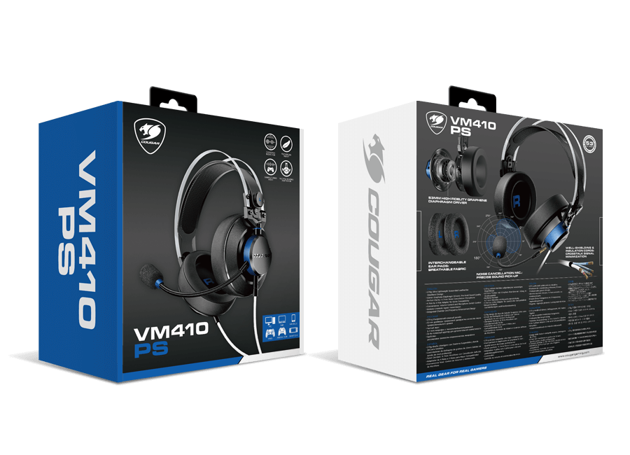 COUGAR VM410 PS Gaming Headset, 9.7mm microphone, compatible with phones, consoles, laptops, desktop