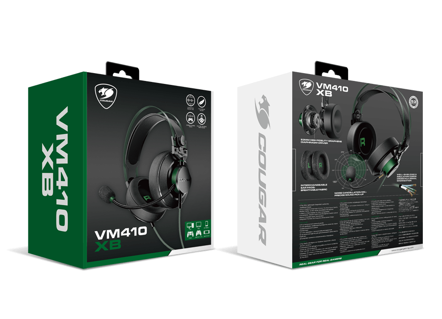 COUGAR VM410 XB Gaming Headset, 9.7mm microphone, compatible with phones, consoles, laptops, desktop