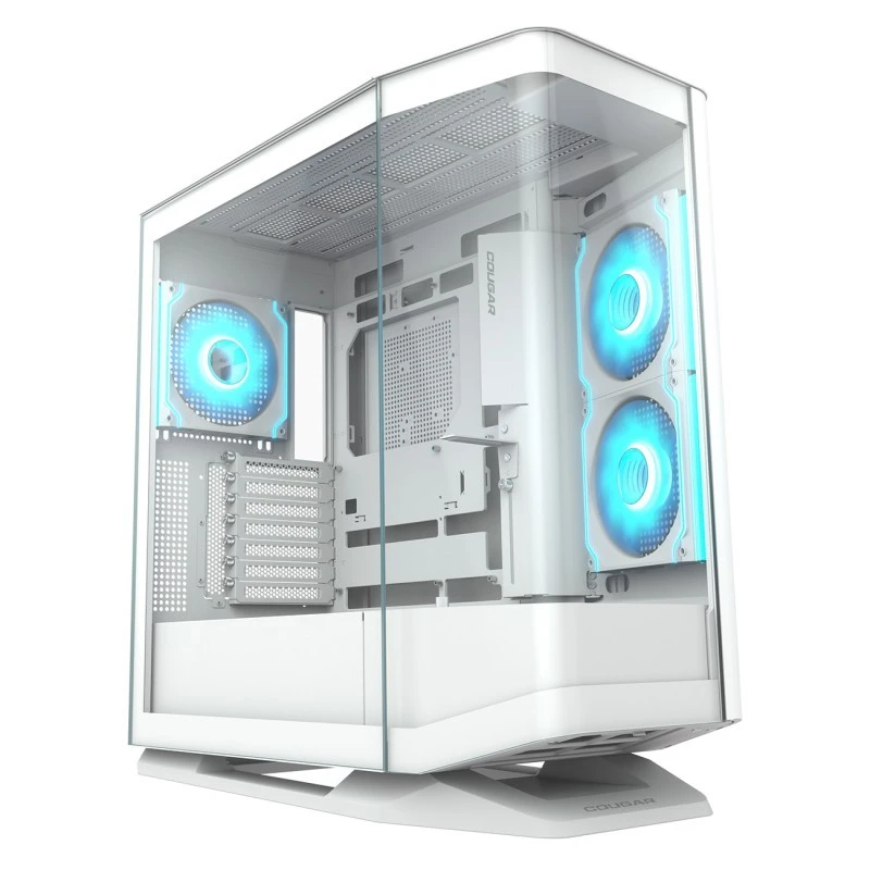 COUGAR FV270 RGB mid-tower tempered curved glass Case 3xPre-installed RGB Fan, 9x120mm Maximun Fans Support - White