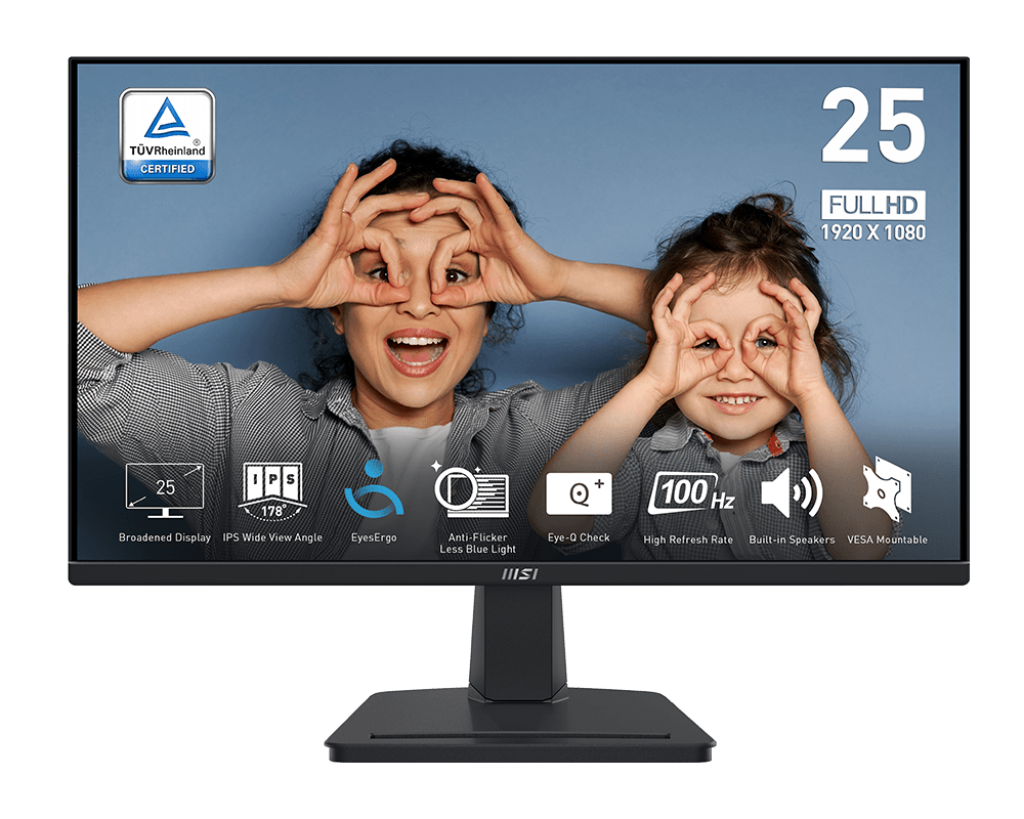 MSI PRO MP251 Business Productivity Monitors, 24.5-inch 100Hz, IPS Panel, MSI Eye-Q Check | 9S6-3PC2CM-014