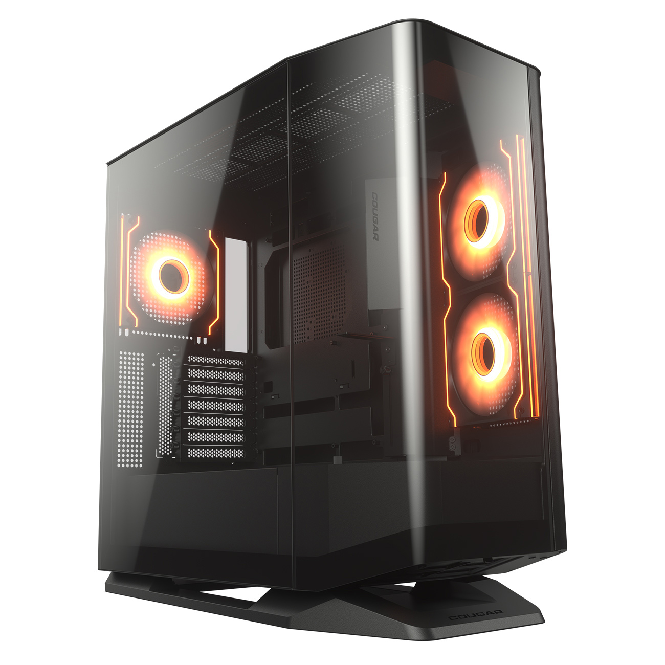 COUGAR FV270 RGB mid-tower tempered curved glass Case 3xPre-installed RGB Fan, 9x120mm Maximun Fans Support