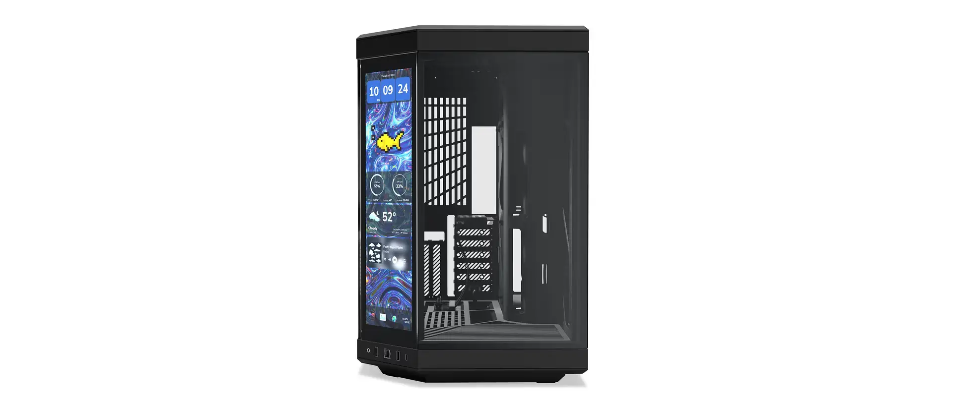 HYTE Y70 touch infinite, 14.9" Integrated IPS Touchscreen, Dual Chamber Mid-Tower ATX Computer Case - Pitch Black | CS-HYTE-Y70TI-BB