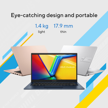 ASUS Vivobook 15  Intel Core i7 1255U, 16GB RAM, 512GB SSD, 14" FHD, Intel IRIS XE Graphics, Win 11 Home, Eng-Arab Keyboard, Blue | F1404ZA-NK531W