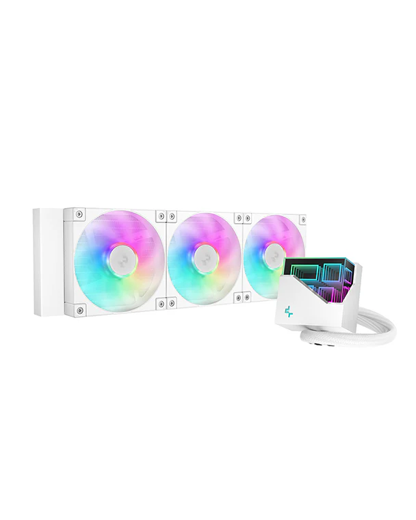 DeepCool LT360 ARGB is a high-performance liquid CPU cooler, 360mm radiator,  FD12 ARGB fans - White