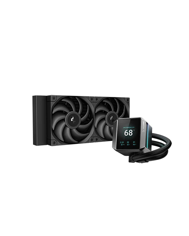 DeepCool Mystique 240 Liquid CPU Cooler, 2.8″ TFT LCD Screen, 240mm Radiator, 120mm Fan Size, 3400 RPM Pump Speed, FDB Fan, Black | R-LX550-BKDSNC-G-1