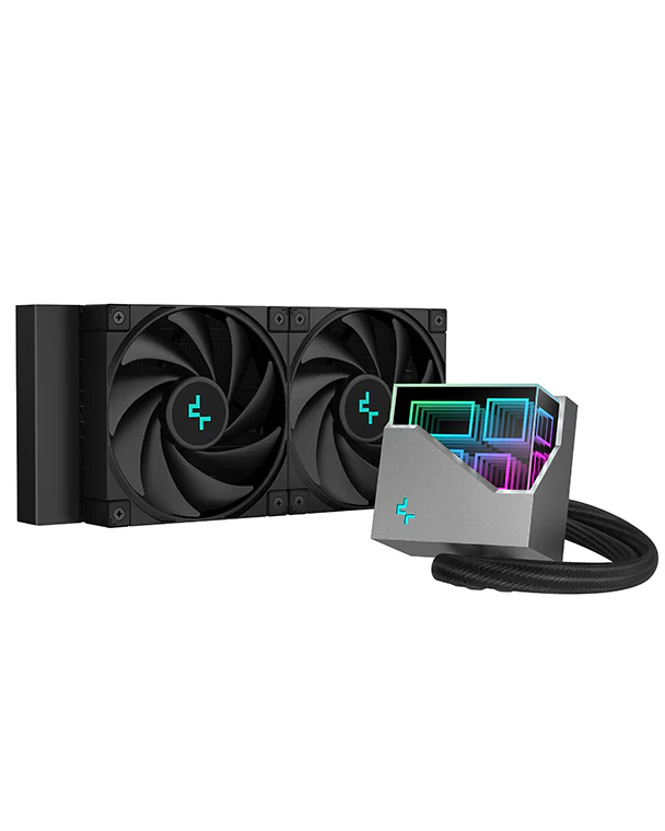 DeepCool LT520 Liquid CP Cooler, 240mm Radiator, 2x FK120 Fans, ARGB LED Lights, Black | R-LT520-BKAMNF-G-1