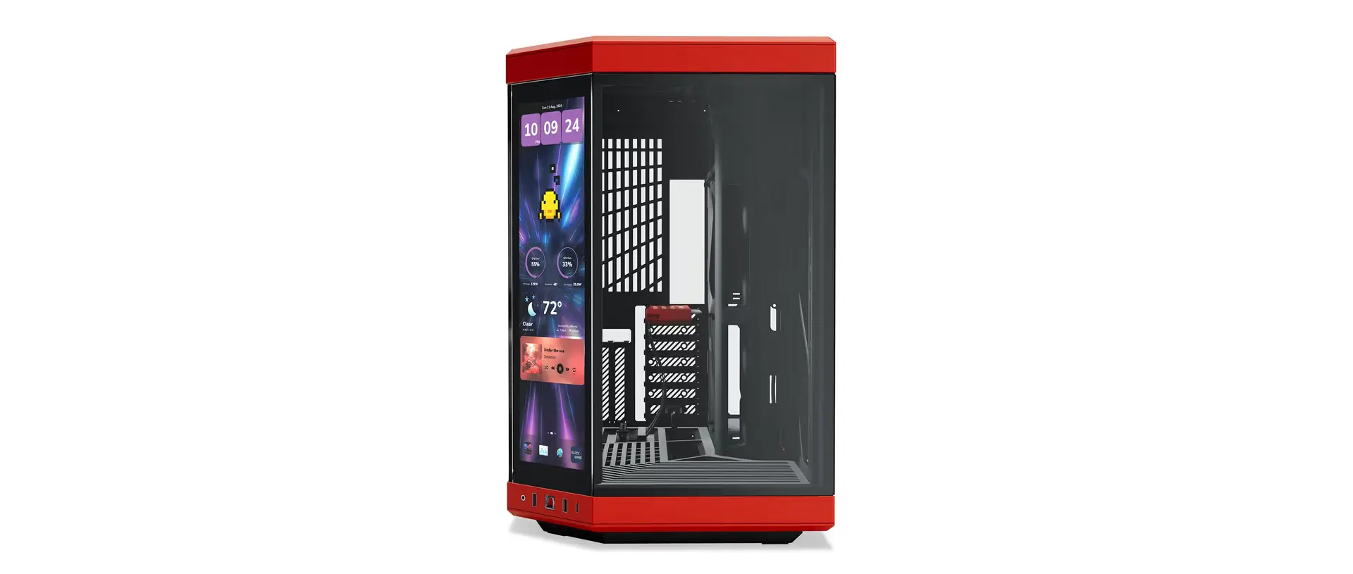 Hyte Y70 touch infinite, 14.9" Integrated IPS Touchscreen, Dual Chamber Mid-Tower ATX Case -Black Cherry | CS-HYTE-Y70TTI-RB