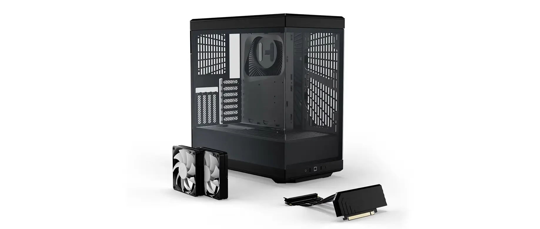 Hyte Y40 S-Tier Aesthetic ATX Case, up to to 4 full slots GPU,  2x 120mm fans pre-installed- Pitch Black | CS-HYTE-Y60-B