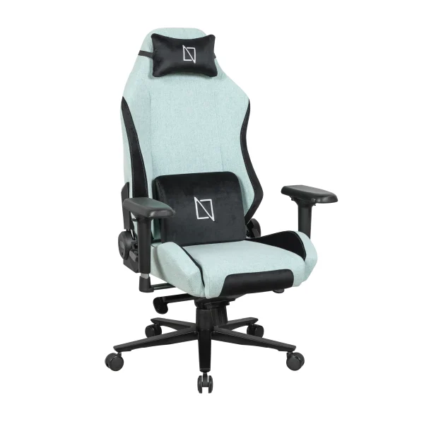 APEX CORE  Soft Fabric Gaming Chair, 4D Armrests, Class 4 Hydraulics, 90-135° recline,Lumbar and Neck Pillows for extra support _ Arctic Blue