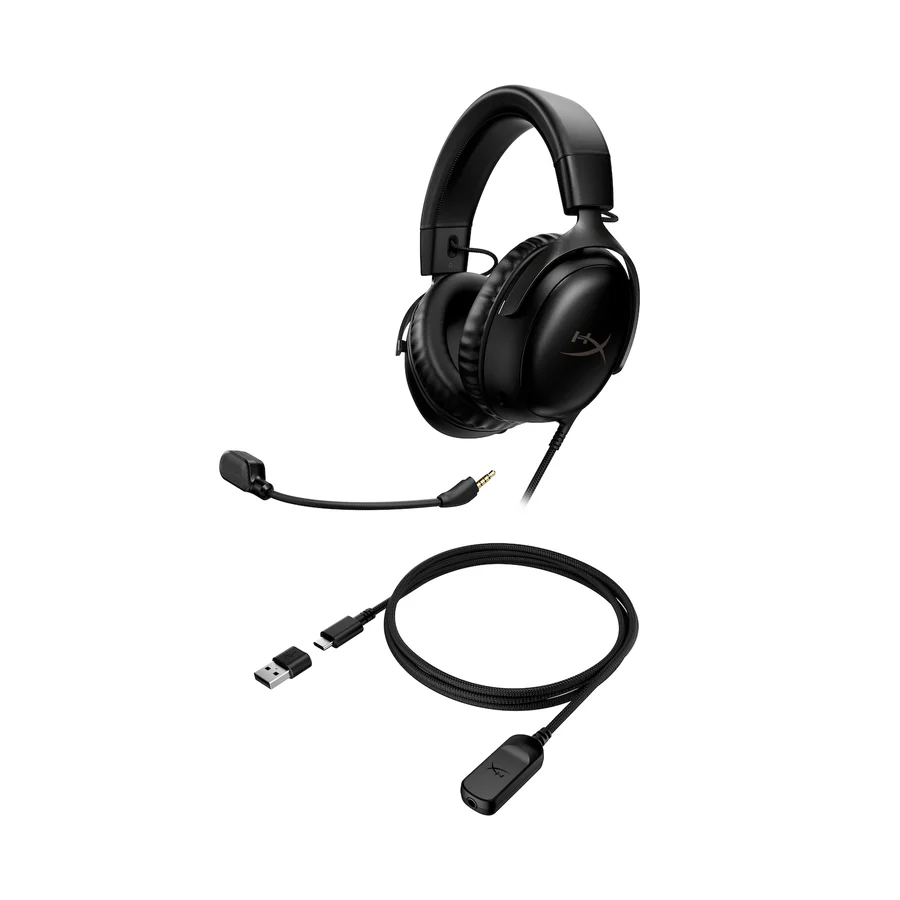 HyperX Cloud III Gaming Headset, 10mm microphone, noise-cancelling, Multiplatform Compatible with 3.5mm, USB-C, and USB-A