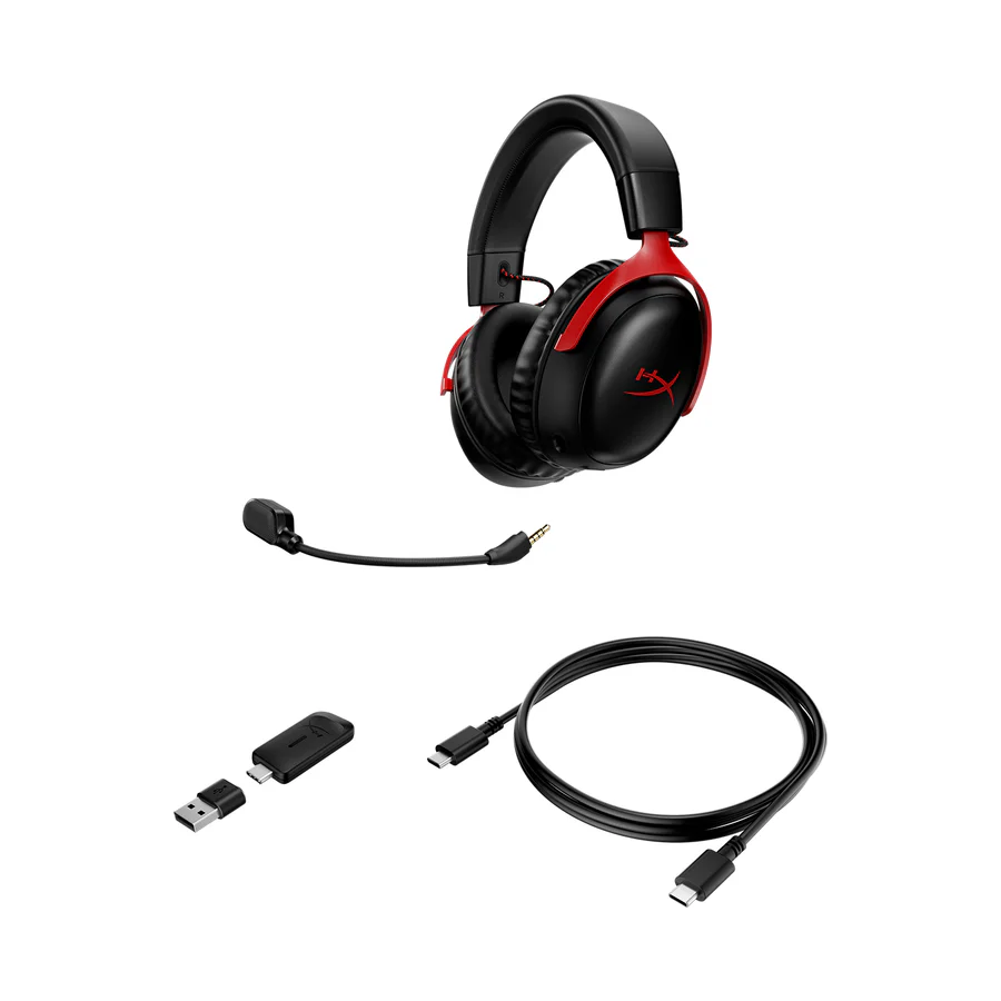 HyperX Cloud III Wireless - Gaming Headset, Up to 120-Hour Battery Life, Ultra-Clear Microphone | Black-Red