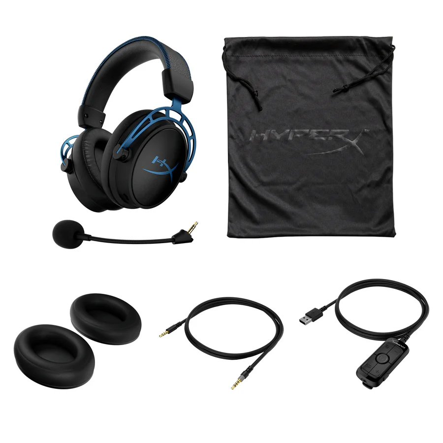 HyperX Cloud Alpha S - Gaming Headset,  Virtual 7.1 surround sound, Leatherette and fabric ear cushions | Black-Blue