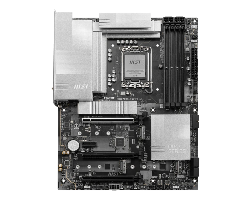 MSI PRO Z890-P WiFi Motherboard, LGA 1851, Intel Z890, DDR5 256GB 9200MT/s, PCIe 5.0 x16, 4x M.2 Gen5, Thunderbolt 4, Wi‑Fi 7, 5G LAN, ATX