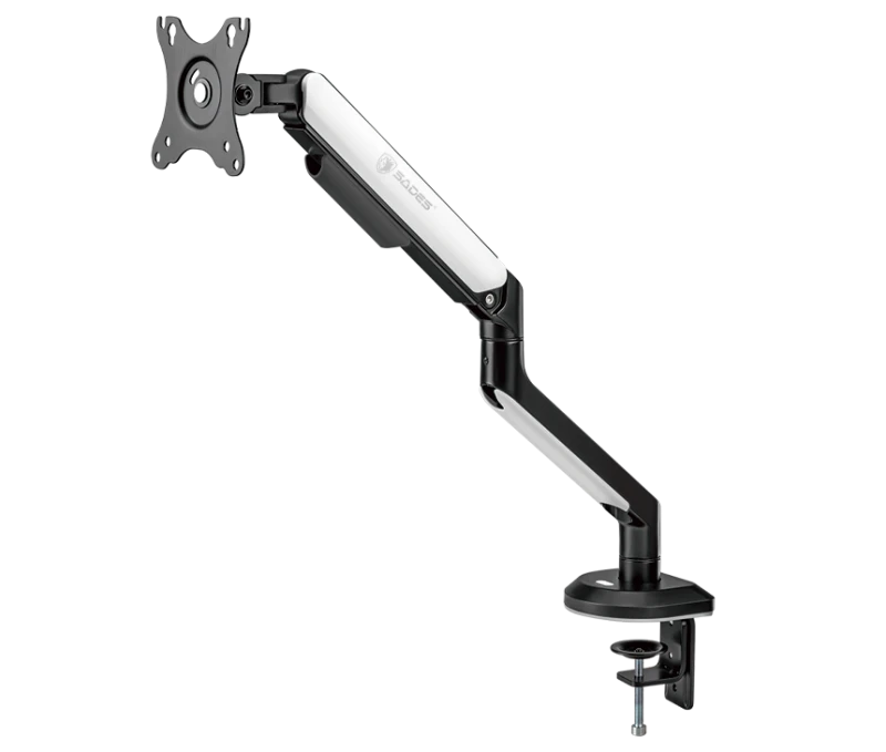 Sades Apep RGB Single Monitor Mount Arm – White, Adjustable, Heavy-Duty, Up to 32" Monitors