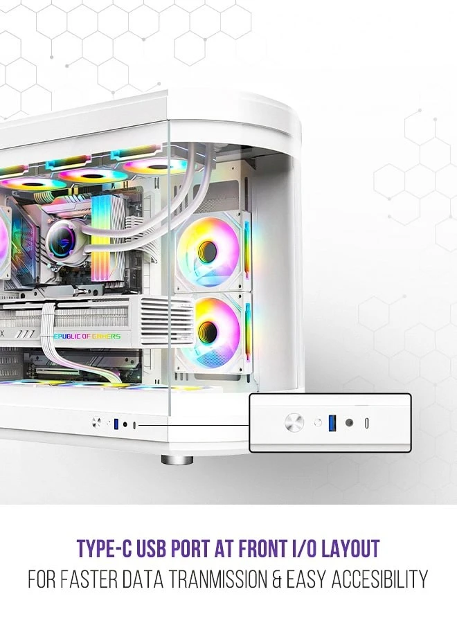 Tortox Vidrio ATX Full Tower Case, 6x Pre-Installed ARGB PWM Fans, Up to 360mm Radiator Support & 9x Fan Support,