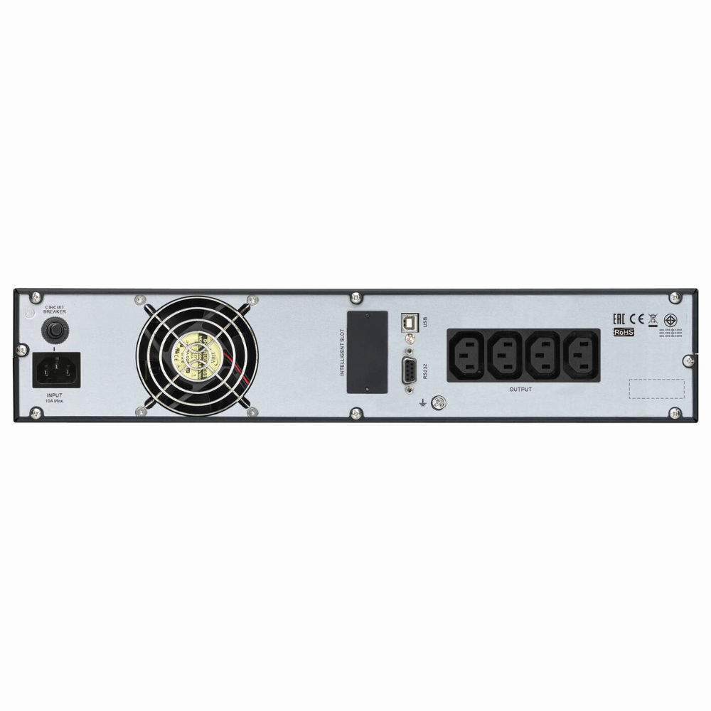 APC  | SRV2KRI SRV 2000VA RM Easy On-Line UPS, 230V Main Input Voltage, 1600 W Rated Power, 2U Rack Unit, 600 J Surge Energy Rate, 1.5m Cable Length