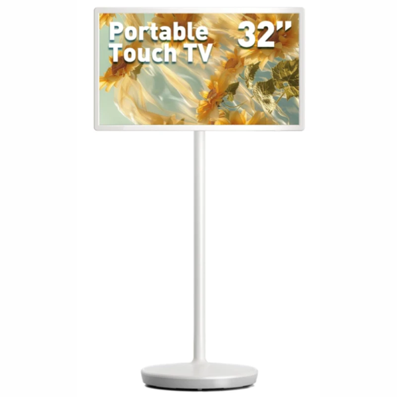 V2COM G2 32″ FHD Portable Touch Panel, Android 13, 6 GB RAM / 128 GB, Built‑in Battery 148 Wh, Rotatable on Wheels, HDMI/USB‑C