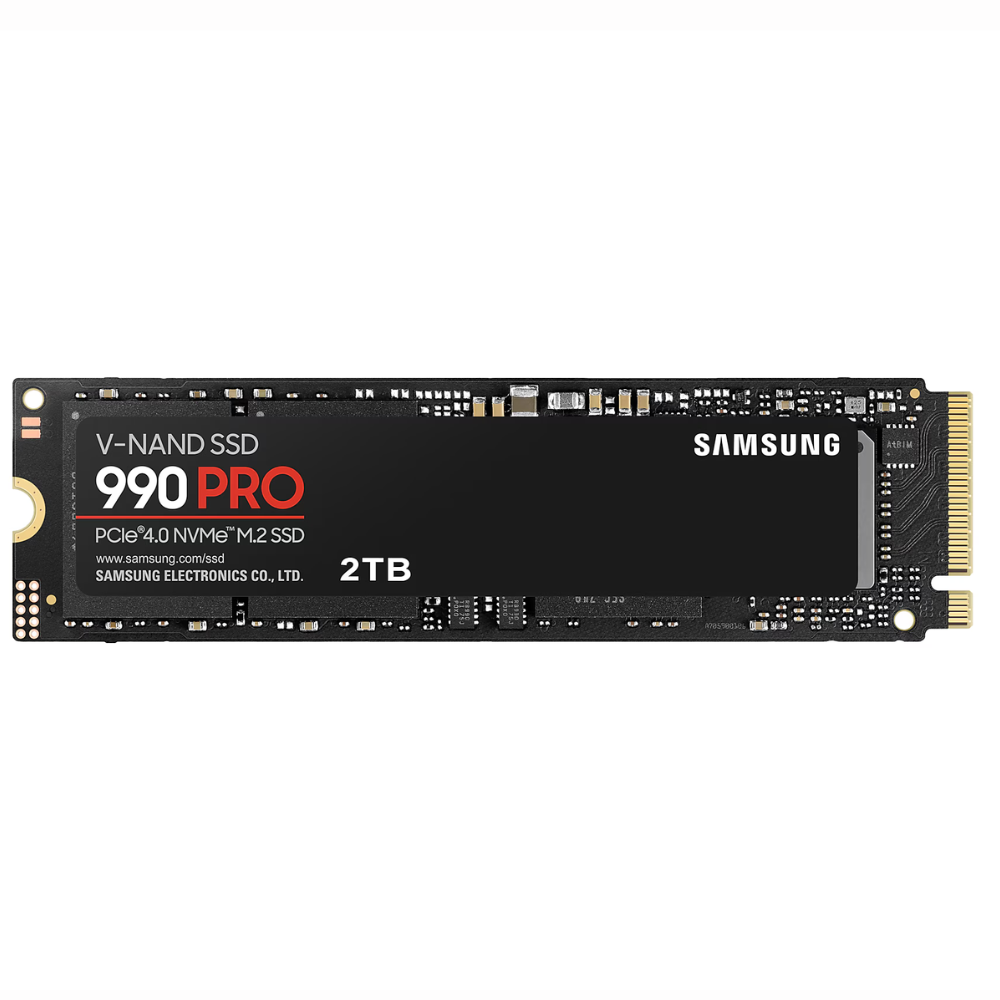 Samsung 990 Pro 2 TB NVMe Form Factor M.2 Internal SSD, PCIe Gen 4.0 x4, NVMe 2.0 Interface, 7450 MB/s Sequential Read Speed, 6900 MB/s Sequential Write Speed, 3.3 Voltage, V-NAND 3-bit MLC | MZ-V9P2T0BW