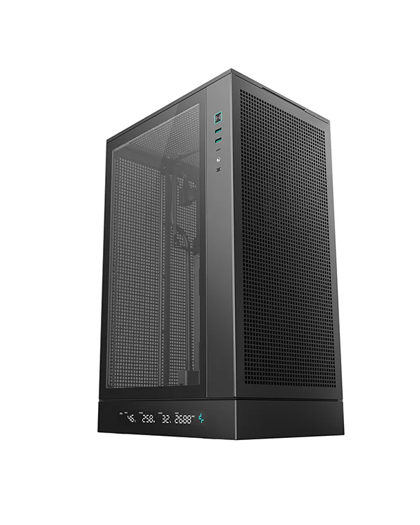 DeepCool CH270 DIGITAL Micro-ATX Computer Case, Wraparound Mesh Panels, Up to 360mm Radiator, Up to 6x 120mm Fan Support,Tempered Glass Side Panel, Black | R-CH270-BKNDM0-G-1