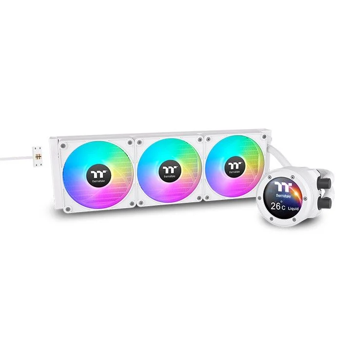 Thermaltake TH360 V2 Ultra EX ARGB Sync All-In-One Liquid Cooler, 2.1”TFT-LCD Display, PWM 500~2000 RPM, Mirror Waterblock, ARGB Sync Control, MagForce 2.0, Snow White, CL-W426-PL12SW-A