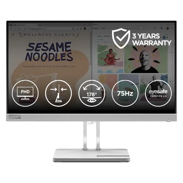 Lenovo L22e-40 21.5-Inch Full HD Monitor – VA Panel, 75Hz Refresh Rate, 4ms Response Time, HDMI & VGA, TÜV Low Blue Light, Ultra-Slim Bezel