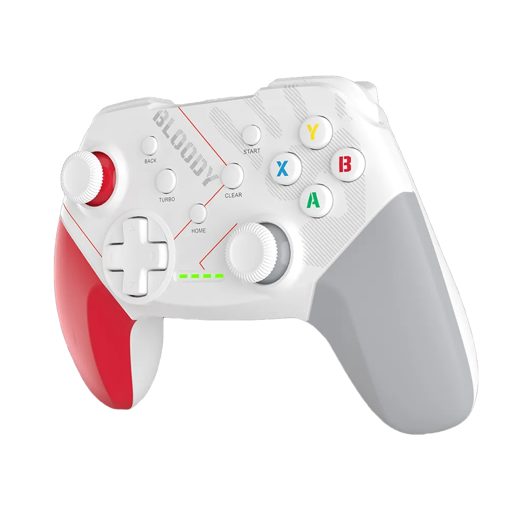 A4Tech Bloody GPW50 Dual-Mode Wireless & USB Gamepad, 360° Joysticks, Dual Vibration, Turbo/Clear, PC/PS3/Android – Black/White