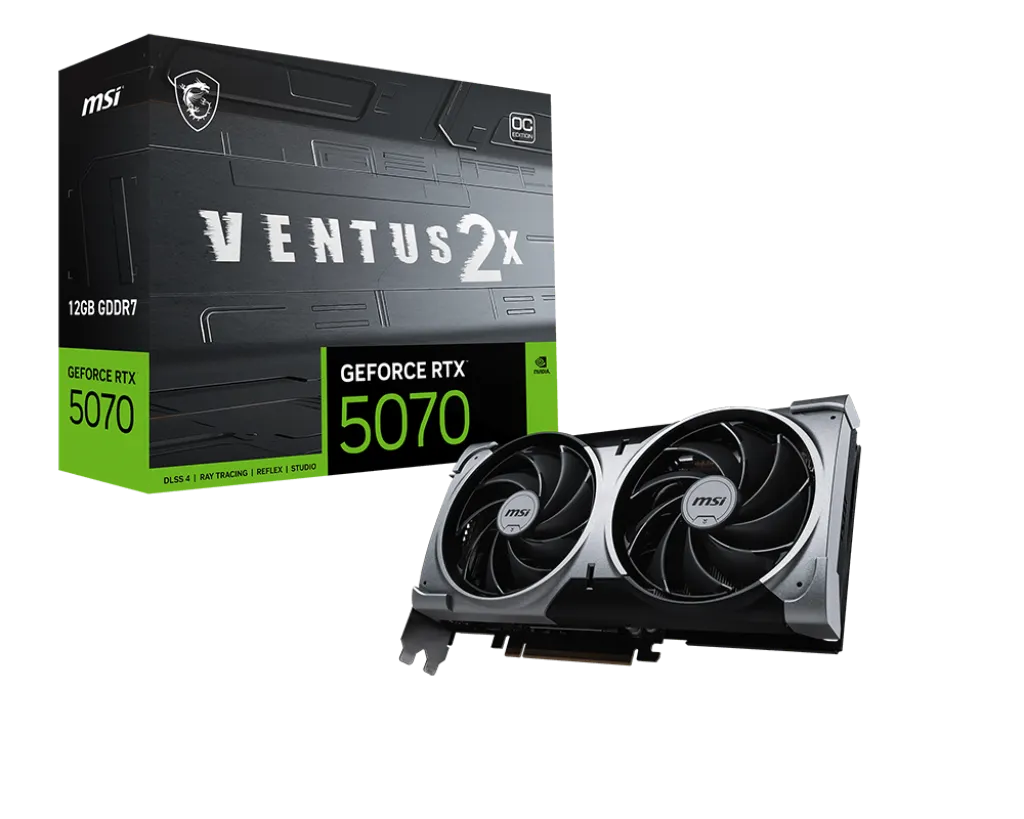 MSI GeForce RTX 5070 12GB VENTUS 2X OC, DLSS 3, Ray Tracing, 1440p Gaming GPU, Dual Fan | 912-V532-009
