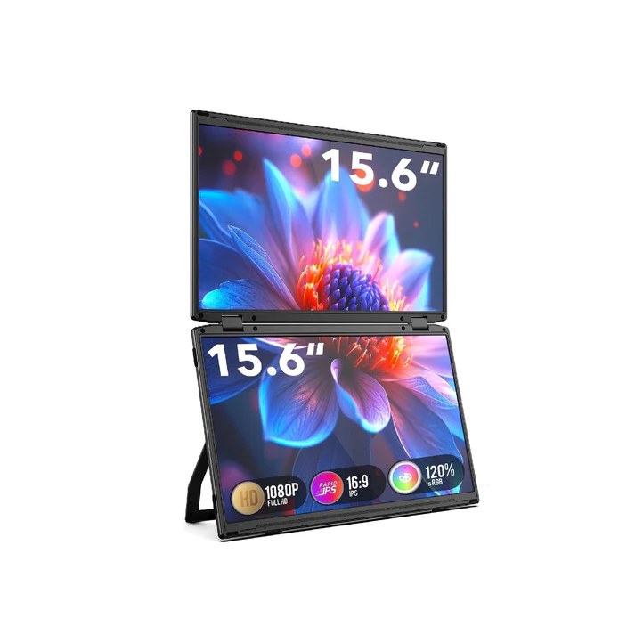 V2COM M4 15.6 inch Folding Dual-Screen Design, Wide Range Rotation Folding Monitor 2 x 15.6'' Full HD IPS