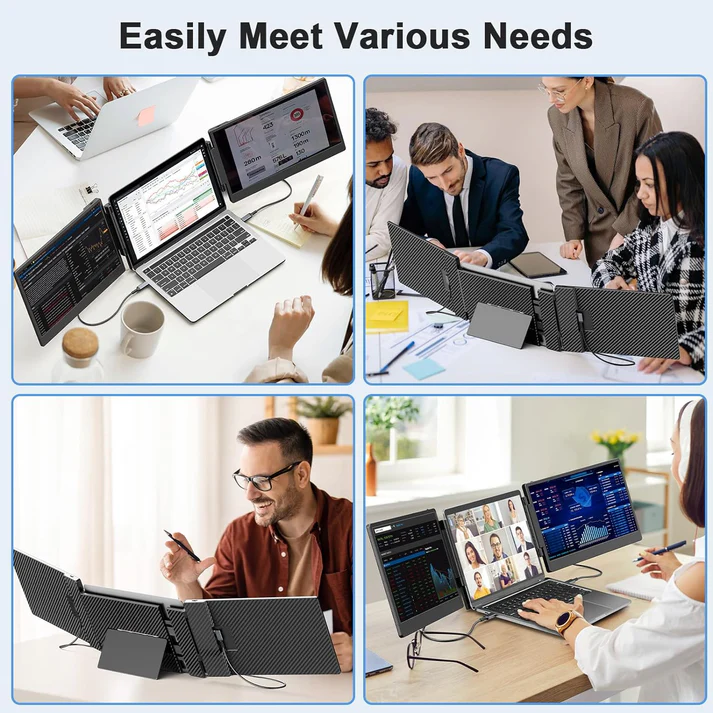 V2com S3 14-Inch Triple Portable Laptop Monitor, 1920x1080 pixels resolution and 300 nits brightness | V2com S3