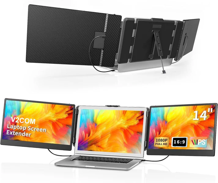 V2com S8 pro 14-inch Triple Laptop Screen Extender , 1080P 60HZ, IPS panel, USB-C with DP | V2com S8 PRO