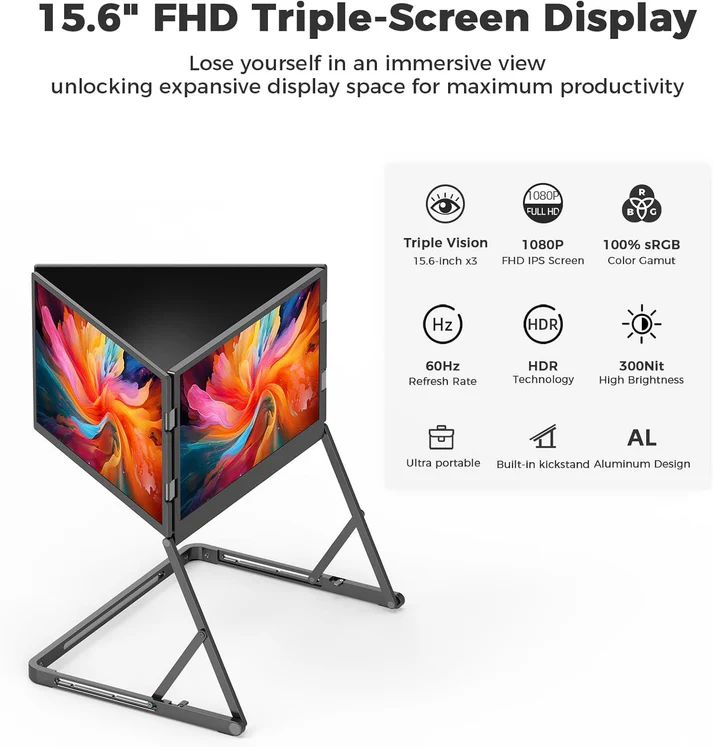 V2com Q1 Quad-Screen 360° rotation 60hz FHD IPS Monitor | V2com Q1