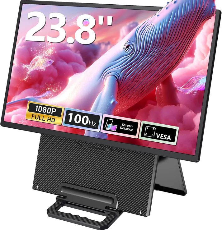 V2com D1 23.8" Portable Monitor | FHD 1080P IPS, 100Hz, Type-C & HDMI, 300 nits, Built-in Speaker