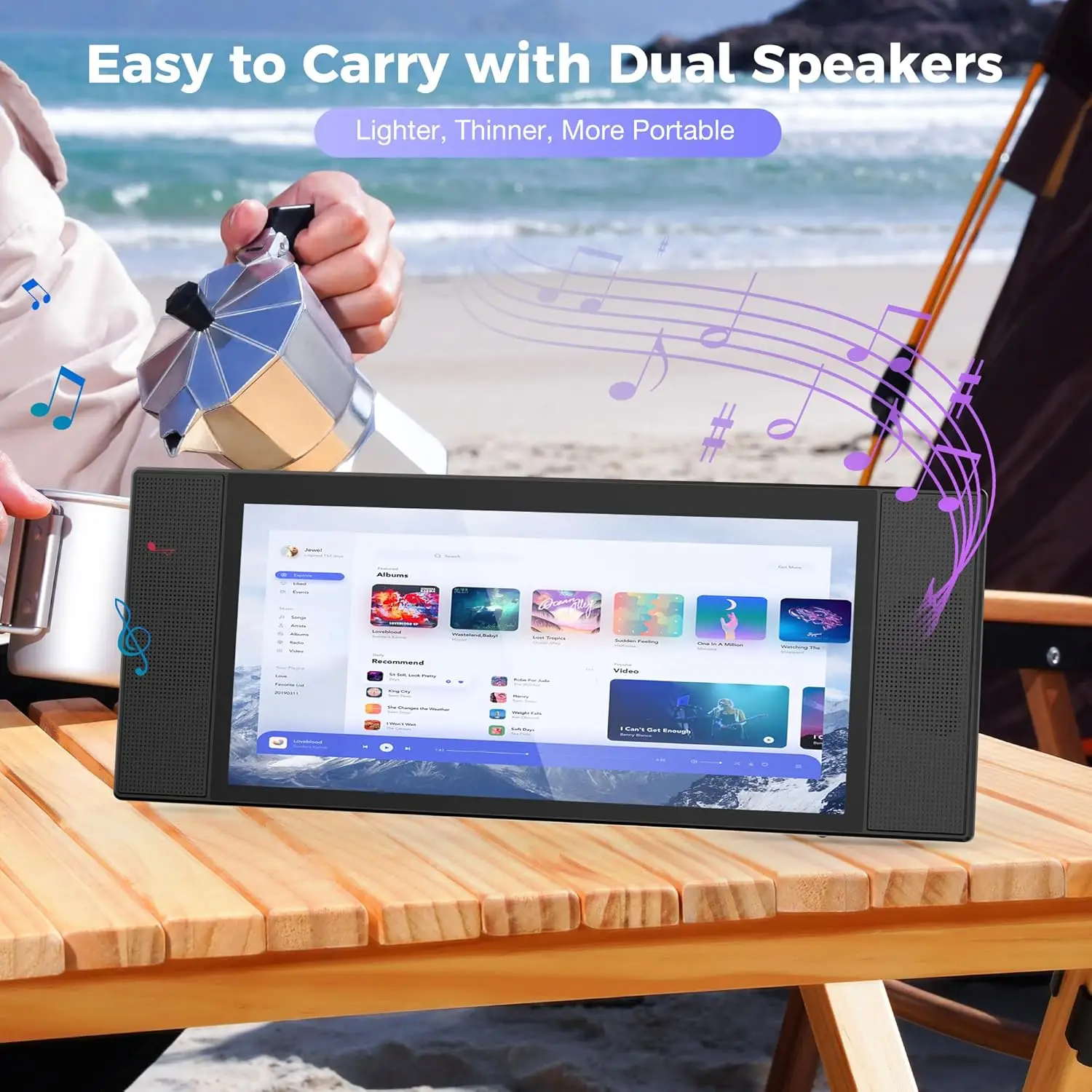 V2COM A0L1 12.3" FHD Portable Touchscreen Monitor, IPS Flat Screen, 10-Point Touch, Dual Speakers, USB-C & HDMI, Wide Compatibility | L1